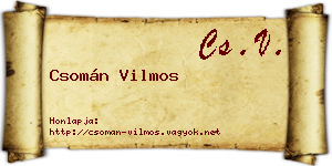 Csomán Vilmos névjegykártya